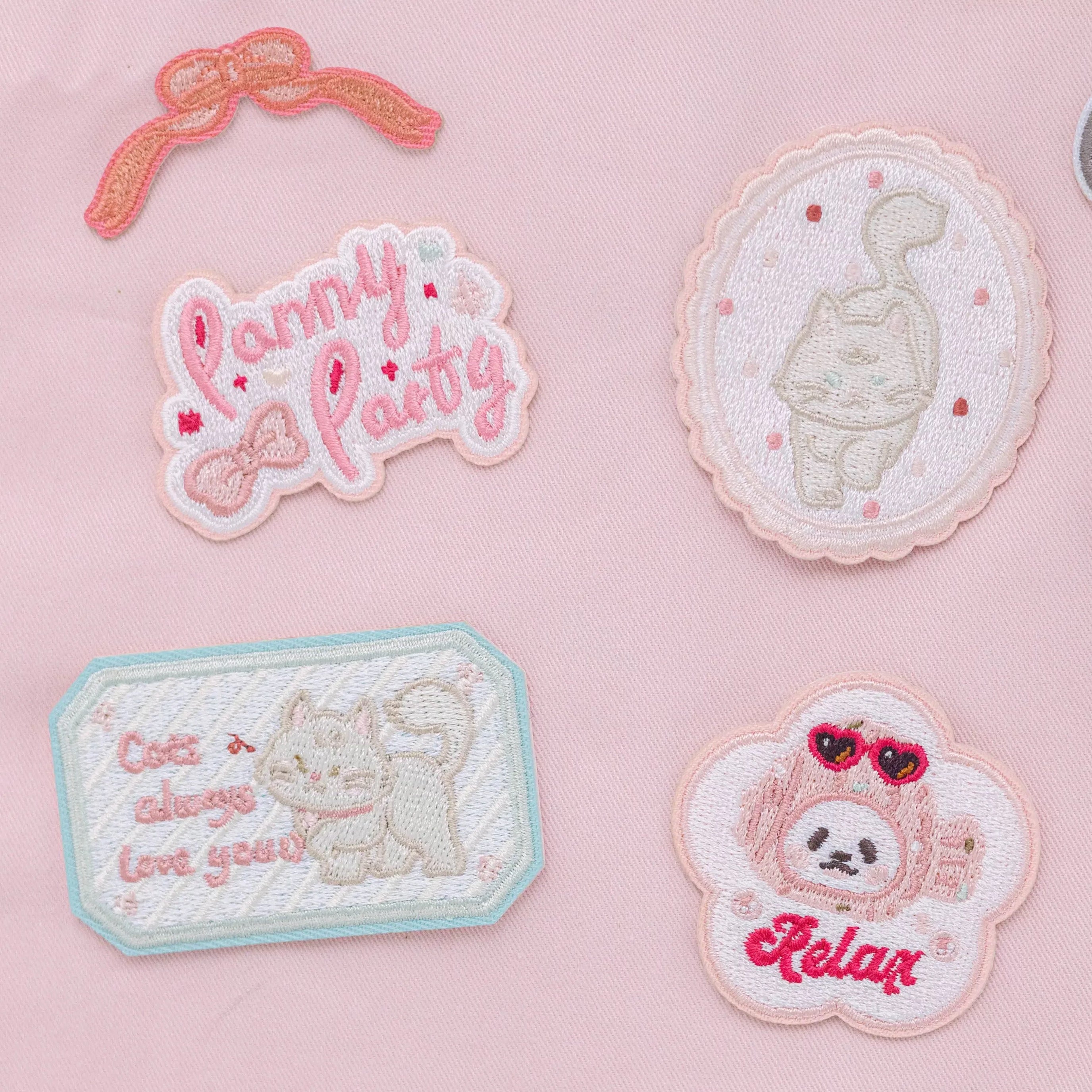 ❤Vintage❤ レトロ刺繍ワッペンセット　パンダ スマイル テディベアー 80's ビンテージ カントリーベアシアター ビッグアル 刺繍