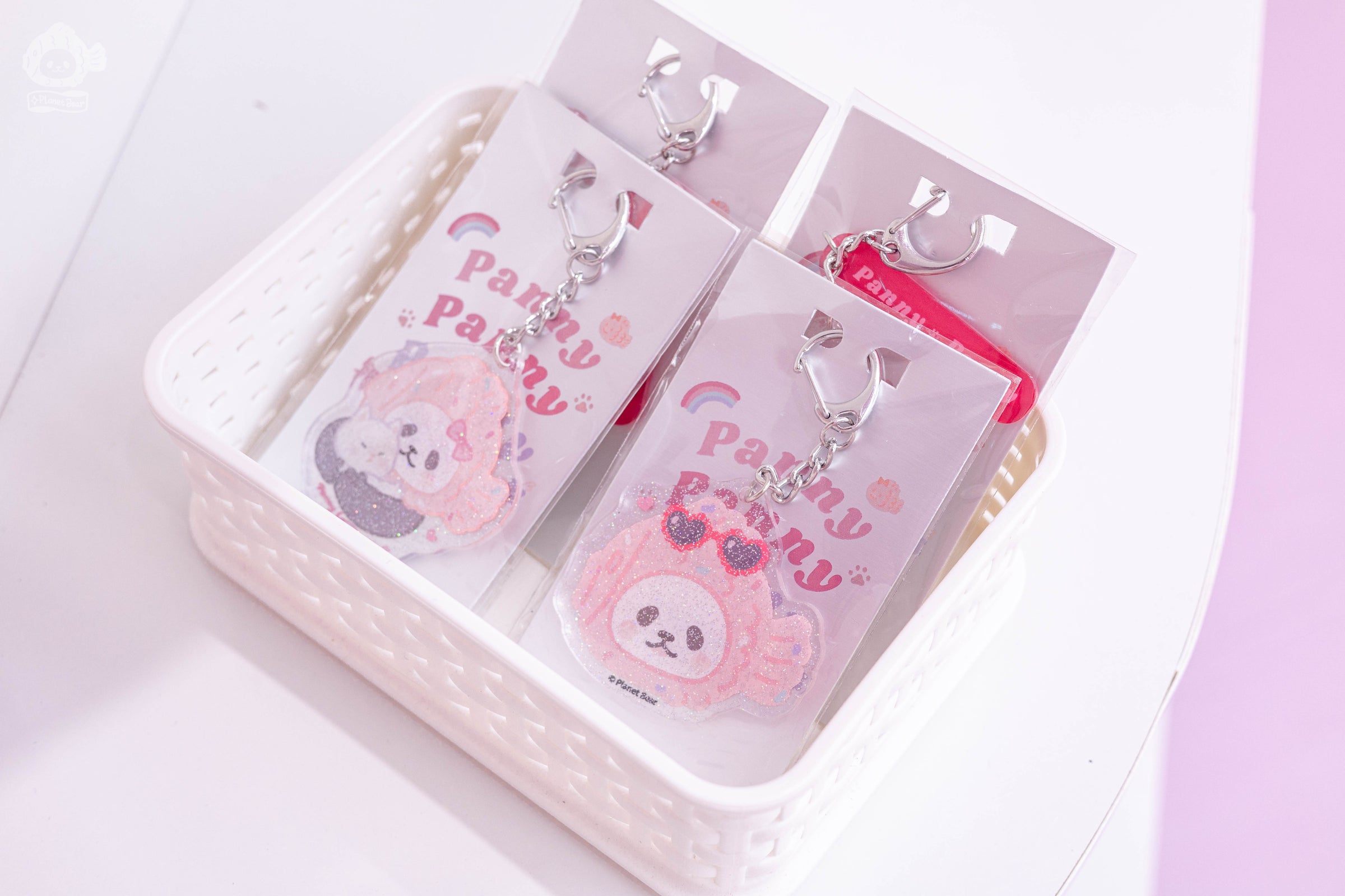 Planet Bear」たい焼きパンダペニー キラキラアクリル キーホルダー