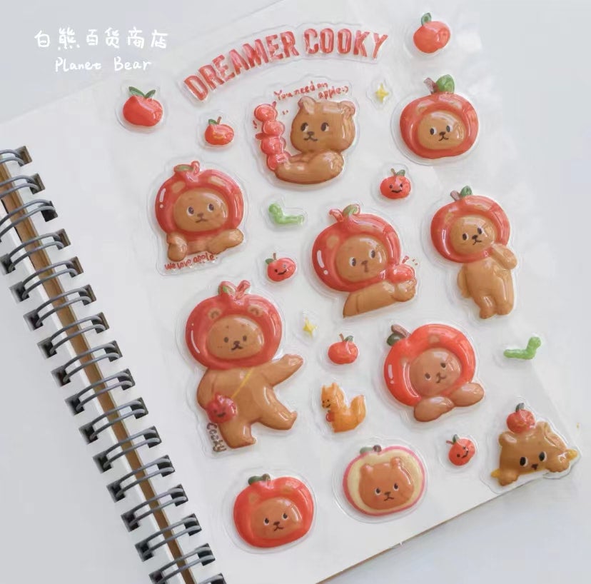 Planet Bear」りんごCookyクッキー 立体シール | プラネット ベア
